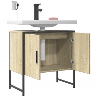 vidaXL Ντουλάπι Νιπτήρα Μπάνιου Sonoma Δρυς 60x33x60cm Επεξ. Ξύλο 1 τεμ.