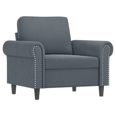 vidaXL Πολυθρόνα Σκούρο Γκρι Βελούδινη 92x77x80cm 1 τεμ. Γωνιακός