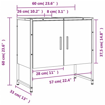vidaXL Ντουλάπι Νιπτήρα Μπάνιου Μαύρο 60x33x60cm Επεξεργασμένο Ξύλο 1 τεμ.