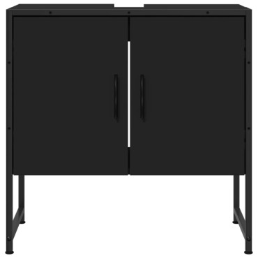 vidaXL Ντουλάπι Νιπτήρα Μπάνιου Μαύρο 60x33x60cm Επεξεργασμένο Ξύλο 1 τεμ.