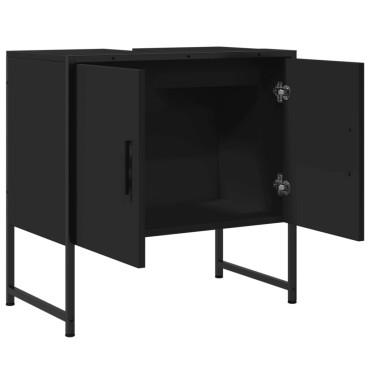 vidaXL Ντουλάπι Νιπτήρα Μπάνιου Μαύρο 60x33x60cm Επεξεργασμένο Ξύλο 1 τεμ.