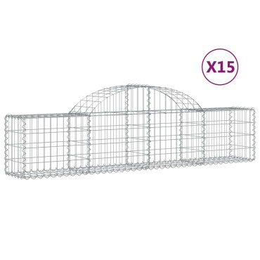 vidaXL Συρματοκιβώτια Τοξωτά 15 τεμ. 200x30x40/60 εκ. Γαλβαν. Ατσάλι
