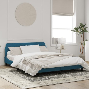 vidaXL Πλαίσιο Κρεβατιού με Κεφαλάρι Μπλε 160x200 εκ. Βελούδινο