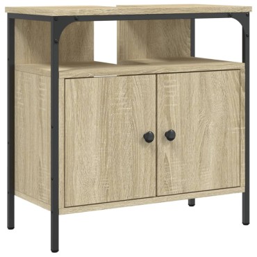 vidaXL Ντουλάπι Νιπτήρα Μπάνιου Sonoma Δρυς 60x30x60cm Επεξ. Ξύλο 1 τεμ.
