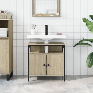 vidaXL Ντουλάπι Νιπτήρα Μπάνιου Sonoma Δρυς 60x30x60cm Επεξ. Ξύλο 1 τεμ.