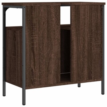 vidaXL Ντουλάπι Νιπτήρα Μπάνιου Καφέ Δρυς 60x30x60cm Επεξ. Ξύλο 1 τεμ.
