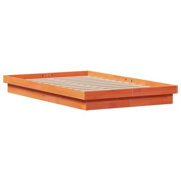 vidaXL Πλαίσιο Κρεβατιού LED Καφέ Κεριού 140x200εκ Μασίφ Ξύλο Πεύκου