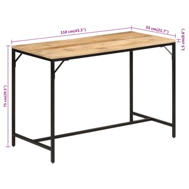 vidaXL Τραπεζαρία 110x55x75cm Μασίφ Ακατέργαστο Ξύλο Μάνγκο/Σίδηρο 1 τεμ.