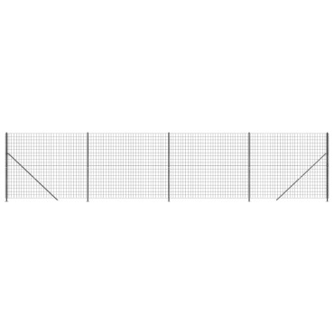 vidaXL Συρματόπλεγμα Περίφραξης Ανθρακί 1,6x10 μ. με Βάσεις Φλάντζα