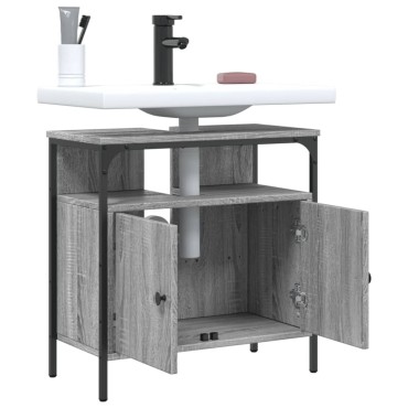 vidaXL Ντουλάπι Νιπτήρα Μπάνιου Γκρι Sonoma 60x30x60cm Επεξ. Ξύλο 1 τεμ.