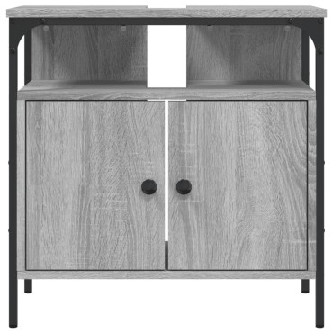 vidaXL Ντουλάπι Νιπτήρα Μπάνιου Γκρι Sonoma 60x30x60cm Επεξ. Ξύλο 1 τεμ.