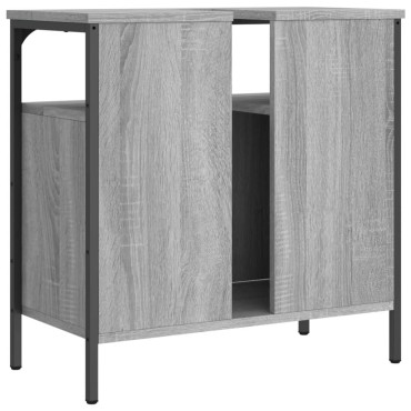 vidaXL Ντουλάπι Νιπτήρα Μπάνιου Γκρι Sonoma 60x30x60cm Επεξ. Ξύλο 1 τεμ.
