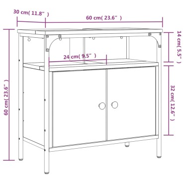 vidaXL Ντουλάπι Νιπτήρα Μπάνιου Μαύρο 60x30x60cm Επεξεργασμένο Ξύλο 1 τεμ.