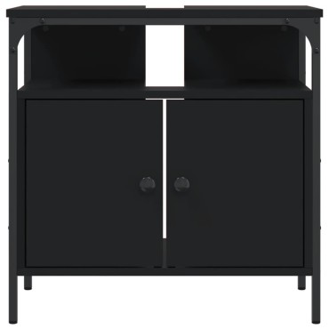 vidaXL Ντουλάπι Νιπτήρα Μπάνιου Μαύρο 60x30x60cm Επεξεργασμένο Ξύλο 1 τεμ.