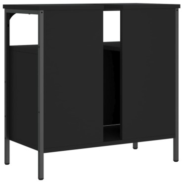 vidaXL Ντουλάπι Νιπτήρα Μπάνιου Μαύρο 60x30x60cm Επεξεργασμένο Ξύλο 1 τεμ.