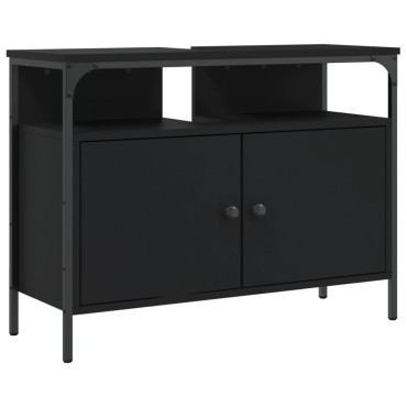 vidaXL Ντουλάπι Νιπτήρα Μπάνιου Μαύρο 80x30x60cm Επεξεργασμένο Ξύλο 1 τεμ.