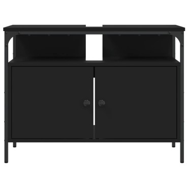 vidaXL Ντουλάπι Νιπτήρα Μπάνιου Μαύρο 80x30x60cm Επεξεργασμένο Ξύλο 1 τεμ.