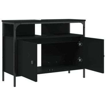 vidaXL Ντουλάπι Νιπτήρα Μπάνιου Μαύρο 80x30x60cm Επεξεργασμένο Ξύλο 1 τεμ.