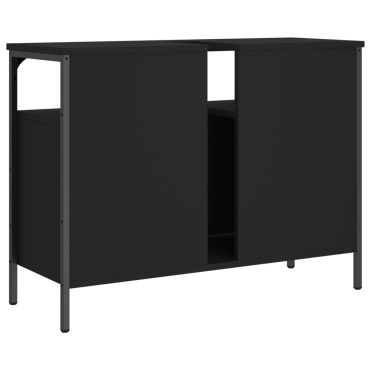 vidaXL Ντουλάπι Νιπτήρα Μπάνιου Μαύρο 80x30x60cm Επεξεργασμένο Ξύλο 1 τεμ.
