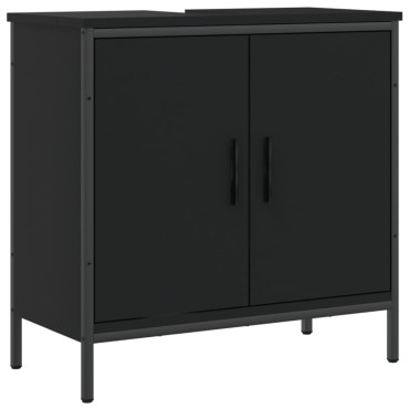 vidaXL Ντουλάπι Νιπτήρα Μπάνιου Μαύρο 60x30x60cm Επεξεργασμένο Ξύλο 1 τεμ.
