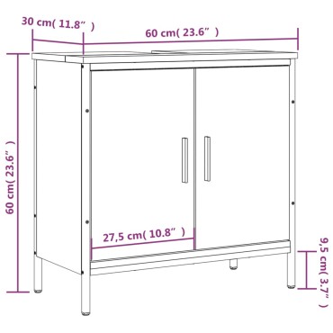 vidaXL Ντουλάπι Νιπτήρα Μπάνιου Μαύρο 60x30x60cm Επεξεργασμένο Ξύλο 1 τεμ.