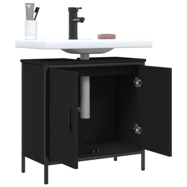 vidaXL Ντουλάπι Νιπτήρα Μπάνιου Μαύρο 60x30x60cm Επεξεργασμένο Ξύλο 1 τεμ.