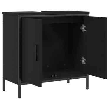 vidaXL Ντουλάπι Νιπτήρα Μπάνιου Μαύρο 60x30x60cm Επεξεργασμένο Ξύλο 1 τεμ.