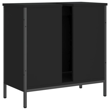 vidaXL Ντουλάπι Νιπτήρα Μπάνιου Μαύρο 60x30x60cm Επεξεργασμένο Ξύλο 1 τεμ.