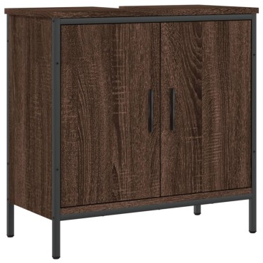 vidaXL Ντουλάπι Νιπτήρα Μπάνιου Καφέ Δρυς 60x30x60cm Επεξ. Ξύλο 1 τεμ.
