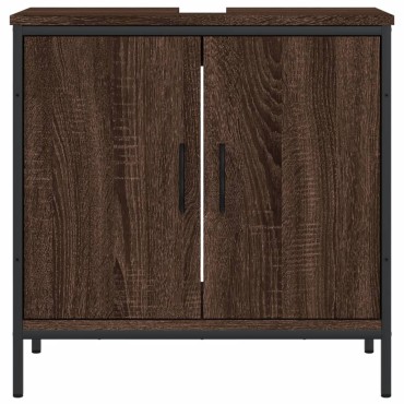 vidaXL Ντουλάπι Νιπτήρα Μπάνιου Καφέ Δρυς 60x30x60cm Επεξ. Ξύλο 1 τεμ.