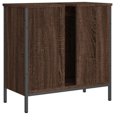 vidaXL Ντουλάπι Νιπτήρα Μπάνιου Καφέ Δρυς 60x30x60cm Επεξ. Ξύλο 1 τεμ.