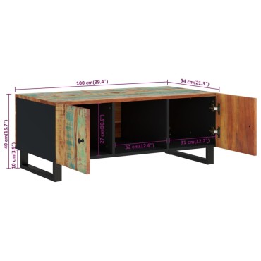 vidaXL Τραπεζάκι Σαλονιού 100x54x40cm Μασίφ Ανακυκλ. Ξύλο & Επεξ. Ξύλο 1 τεμ.