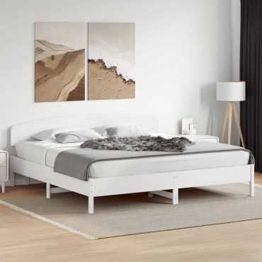 vidaXL Κεφαλάρι Λευκό από Μασίφ Ξύλο Πεύκου 205,5x3,5x81cm 1 τεμ.