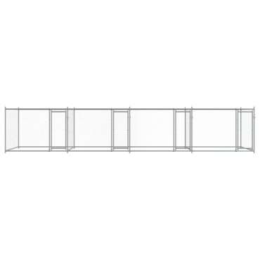 vidaXL Κλουβί Σκύλου με Πόρτες Γκρι 8x2x1,5 μ. Γαλβανισμένος Χάλυβας
