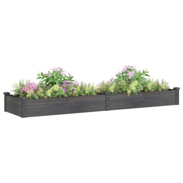 vidaXL Ζαρντινιέρα Υπερυψ. με Επένδυση Γκρι 240x60x25 εκ. Μασίφ Ελάτη