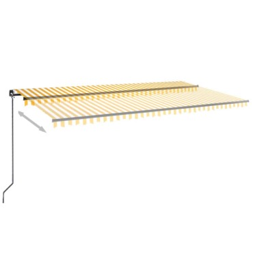 vidaXL Τέντα Συρόμενη Χειροκίνητη με LED Κίτρινο / Λευκό 600x350 εκ.