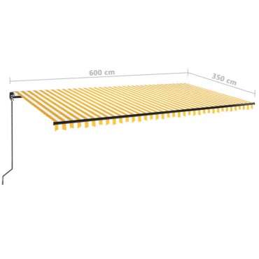 vidaXL Τέντα Συρόμενη Χειροκίνητη με LED Κίτρινο / Λευκό 600x350 εκ.