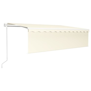 vidaXL Τέντα Αυτόματη με Σκίαστρο/LED/Αισθ. Ανέμου Κρεμ 5 x 3 μ.