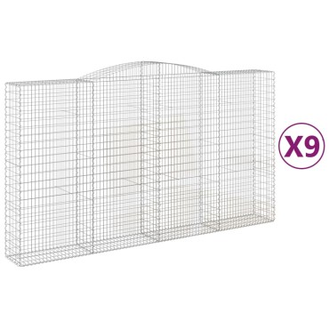 vidaXL Συρματοκιβώτια Τοξωτά 9 τεμ. 400x50x220/240 εκ. Γαλβαν. Σίδερο