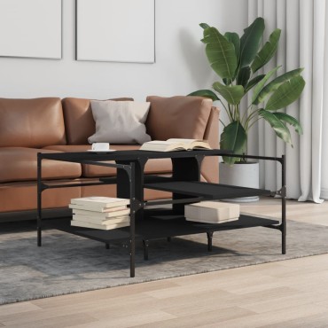 vidaXL Τραπεζάκι Σαλονιού Μαύρο 100x100x48,5cm Επεξεργασμένο Ξύλο 1 τεμ.
