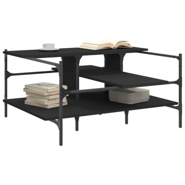 vidaXL Τραπεζάκι Σαλονιού Μαύρο 100x100x48,5cm Επεξεργασμένο Ξύλο 1 τεμ.