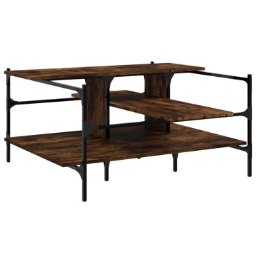 vidaXL Τραπεζάκι Σαλονιού Καπνιστή Δρυς 100x100x48,5cm Επεξεργ. Ξύλο 1 τεμ.