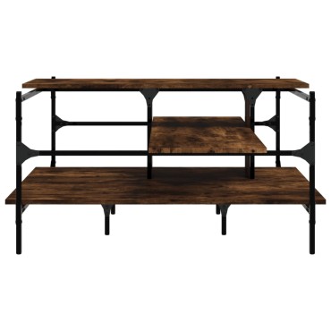 vidaXL Τραπεζάκι Σαλονιού Καπνιστή Δρυς 100x100x48,5cm Επεξεργ. Ξύλο 1 τεμ.