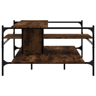 vidaXL Τραπεζάκι Σαλονιού Καπνιστή Δρυς 100x100x48,5cm Επεξεργ. Ξύλο 1 τεμ.