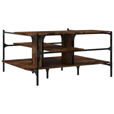 vidaXL Τραπεζάκι Σαλονιού Καπνιστή Δρυς 100x100x48,5cm Επεξεργ. Ξύλο 1 τεμ.