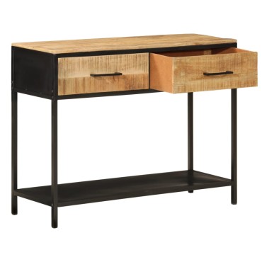 vidaXL Τραπέζι Κονσόλα 100x35x76cm από Μασίφ Ξύλο Μάνγκο/Σίδερο 1 τεμ.