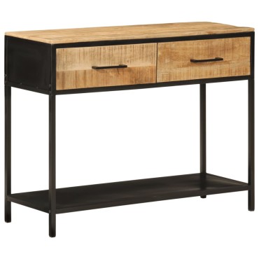vidaXL Τραπέζι Κονσόλα 100x35x76cm από Μασίφ Ξύλο Μάνγκο/Σίδερο 1 τεμ.