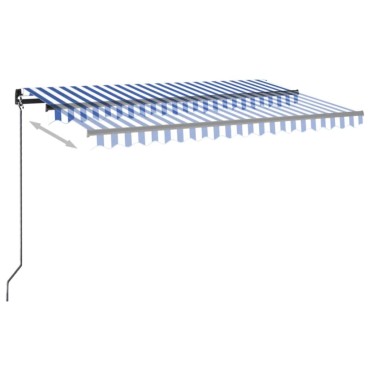 vidaXL Τέντα Συρόμενη Χειροκίνητη Μπλε / Λευκό 450 x 350 εκ.
