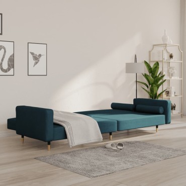 vidaXL Καναπές Κρεβάτι Διθέσιος Μπλε Βελούδινος με 2 Μαξιλάρια 220x84,5x69cm 1 τεμ.