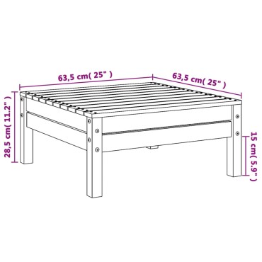 vidaXL Υποπόδιο Κήπου από Μασίφ Ξύλο Πεύκου 63,5x63,5cm 1 τεμ. Γωνιακός